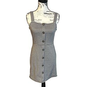 Originality Houndstooth Checked Dress Sleeveless Button Down Size XS Brown Multi